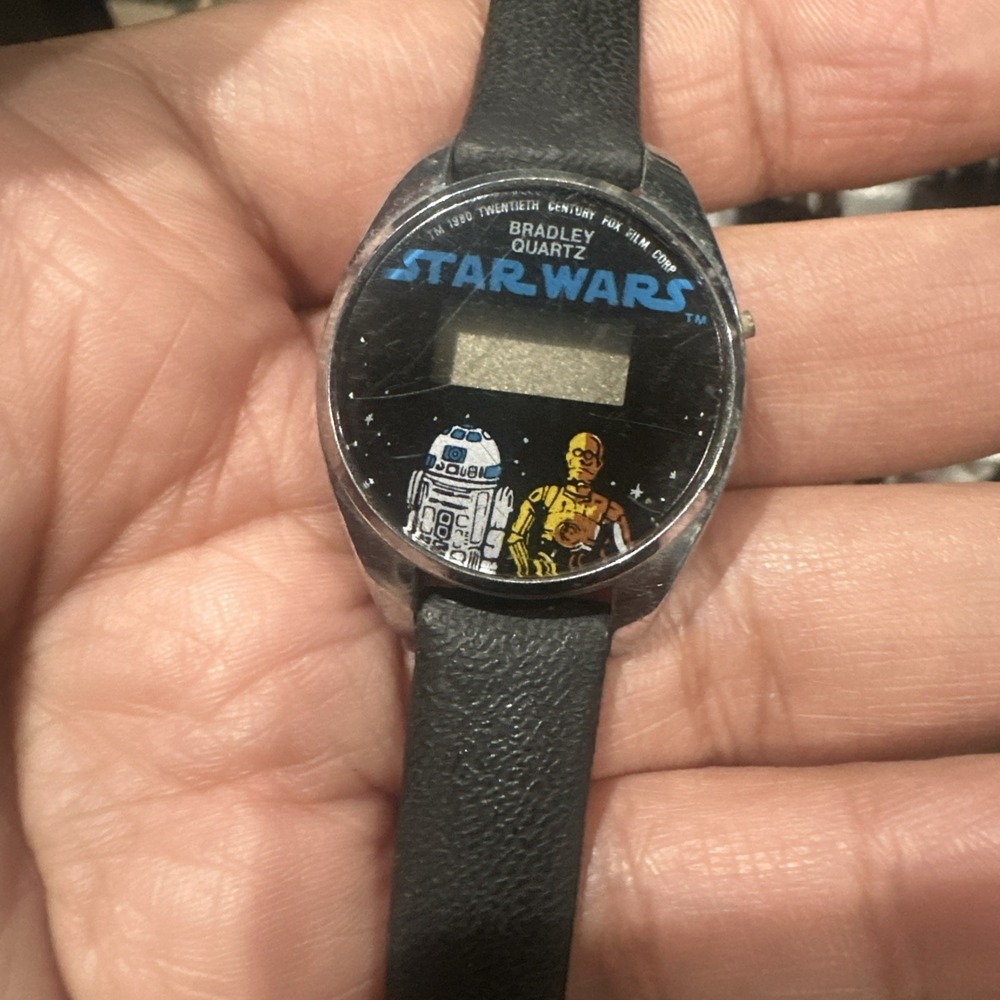 Vintage 1980 Bradley STAR WARS‎ Unisex Watch Digital LCD Black Rare For Repair